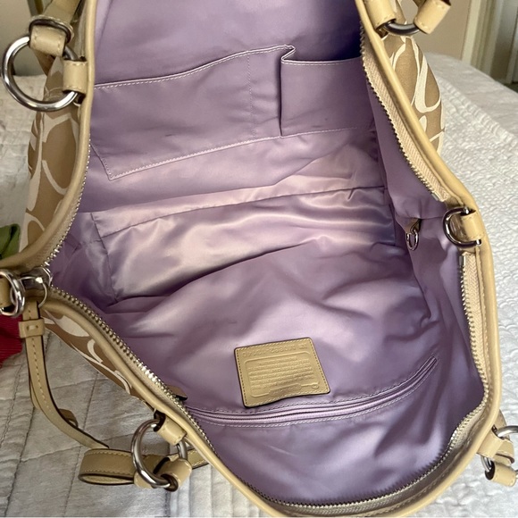 COACH Signature 'Leah' Canvas Tote Cream - Picture 8 of 9